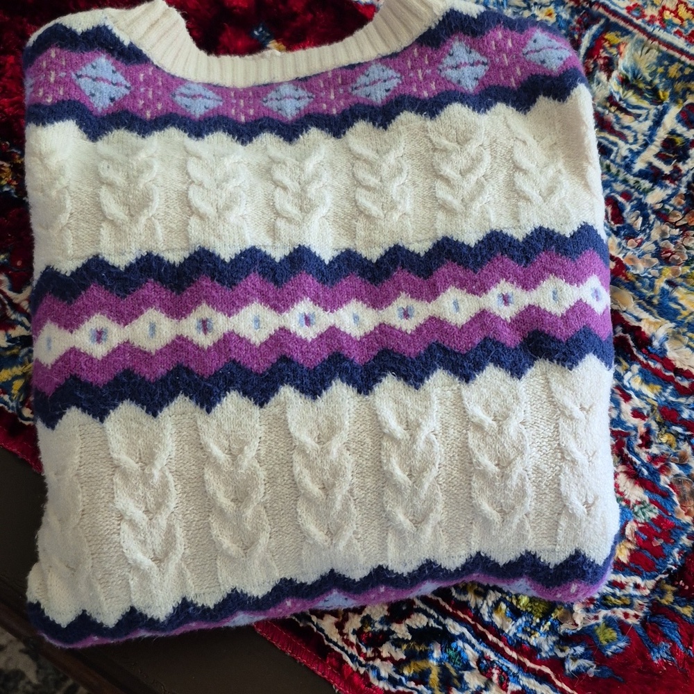 Ann Taylor LOFT Womens Fair Isle Nordic Cabincore Ski Cable Knit SzXXL.($1265) - Picture 11 of 16